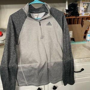 Adidas Men's Gray and Charcoal Zip-Up Sweater